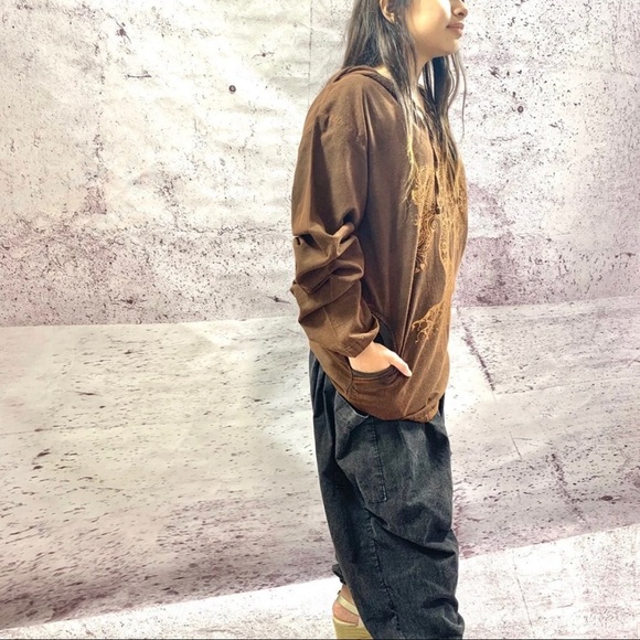 Handmade stonewash Tree Of Life Hoodie Sweatshirt - Picture 4 of 5